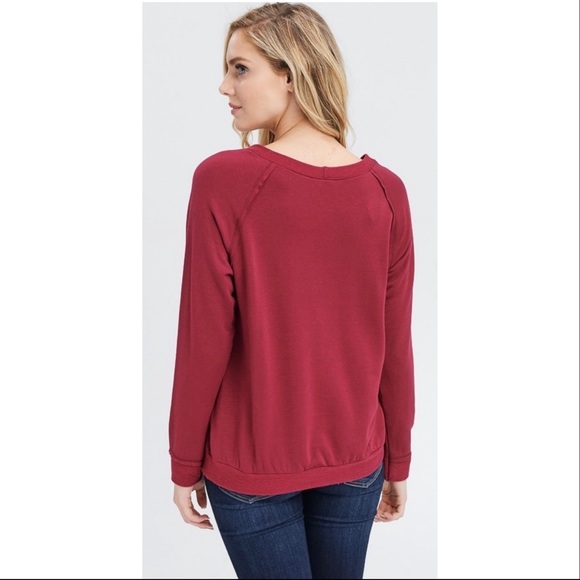 cozy coffee burgundy pullover - Picture 3 of 3